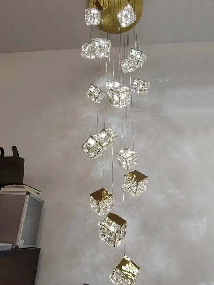 Crystal Cubic Chandelier