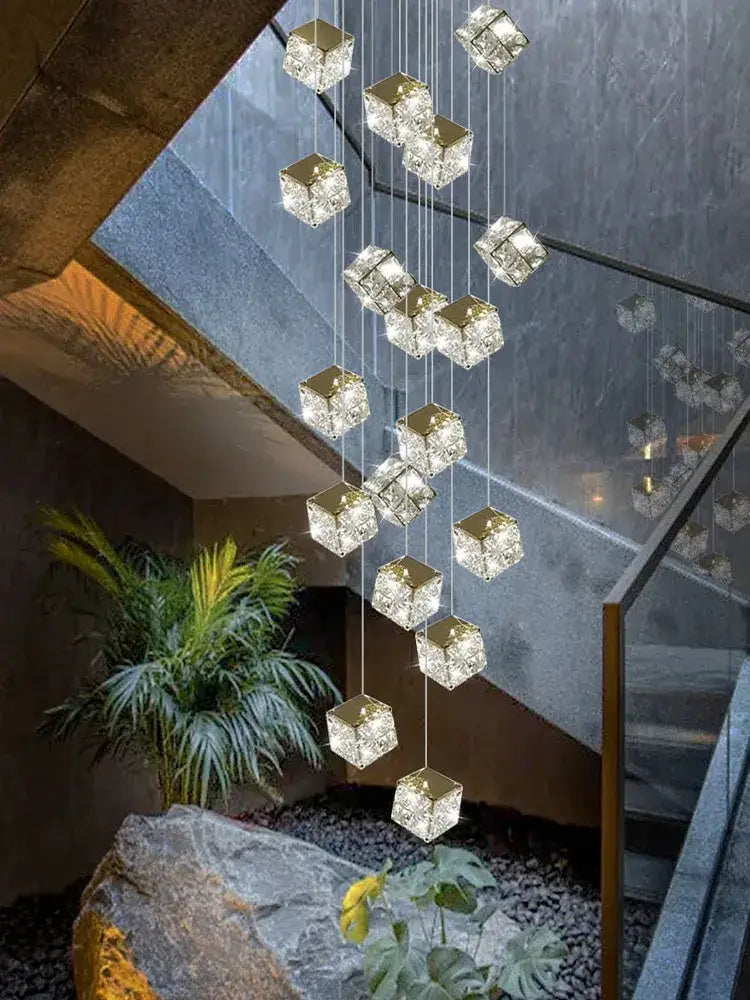 Crystal Cubic Chandelier