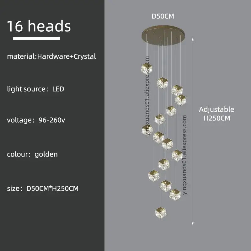 Crystal Cubic Chandelier