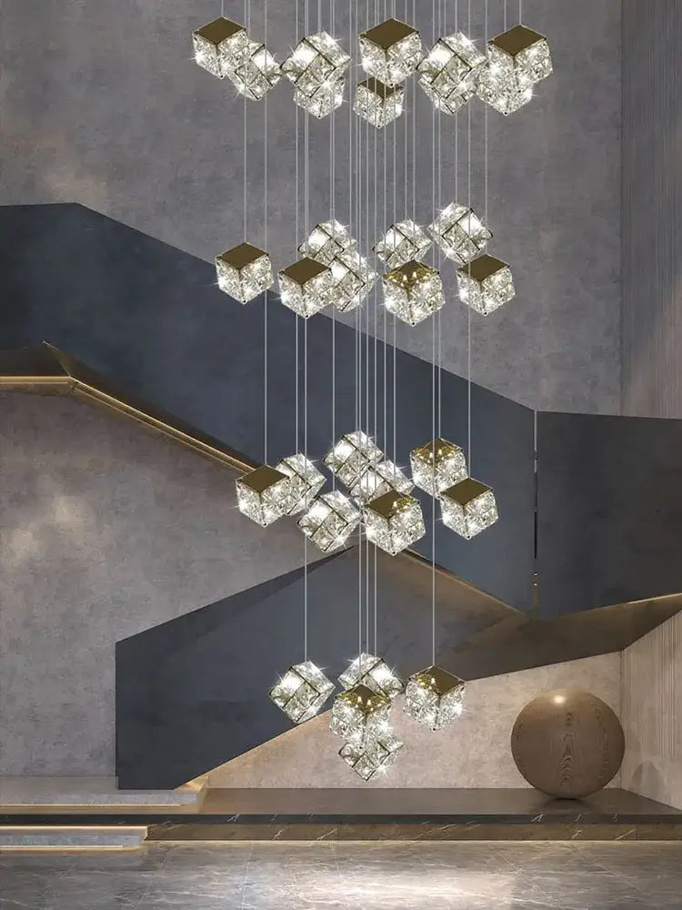Crystal Cubic Chandelier