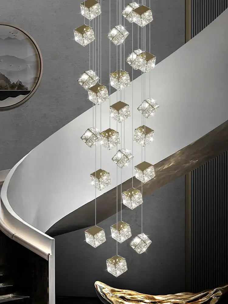 Crystal Cubic Chandelier