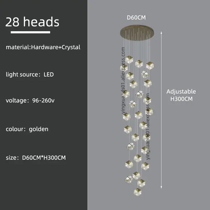 Crystal Cubic Chandelier