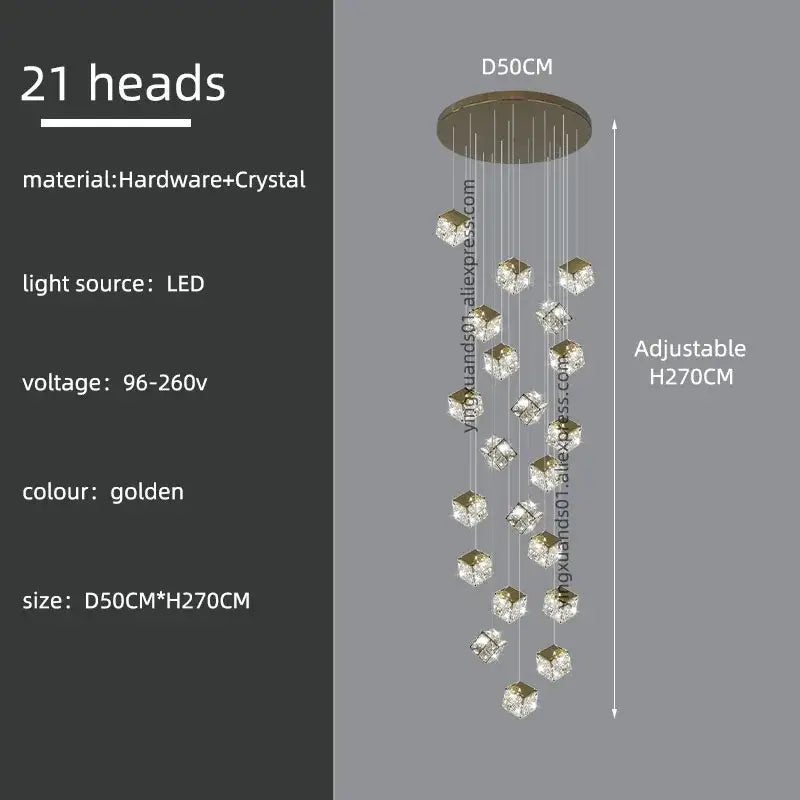 Crystal Cubic Chandelier