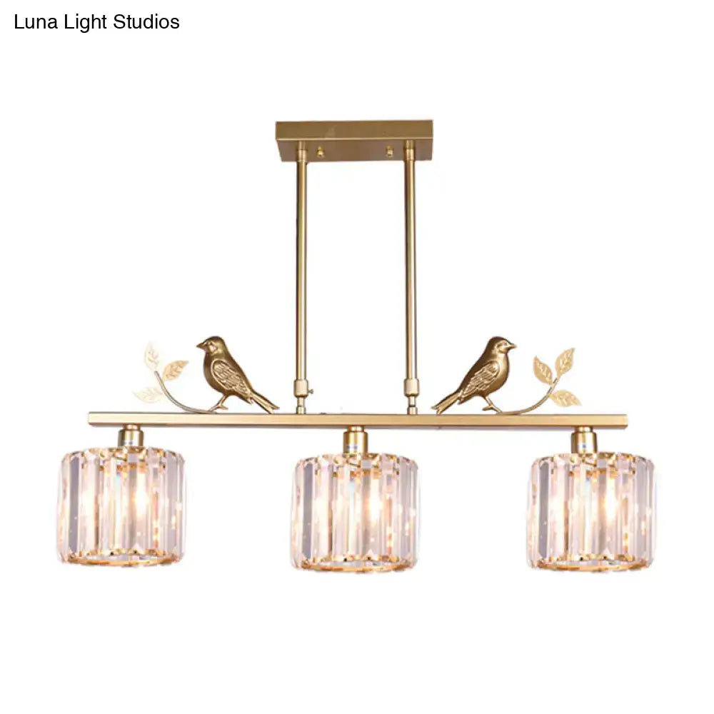 Black Crystal Leaf Adjustable Island Light