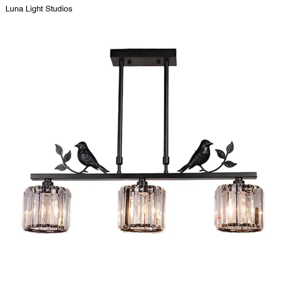 Black Crystal Leaf Adjustable Island Light