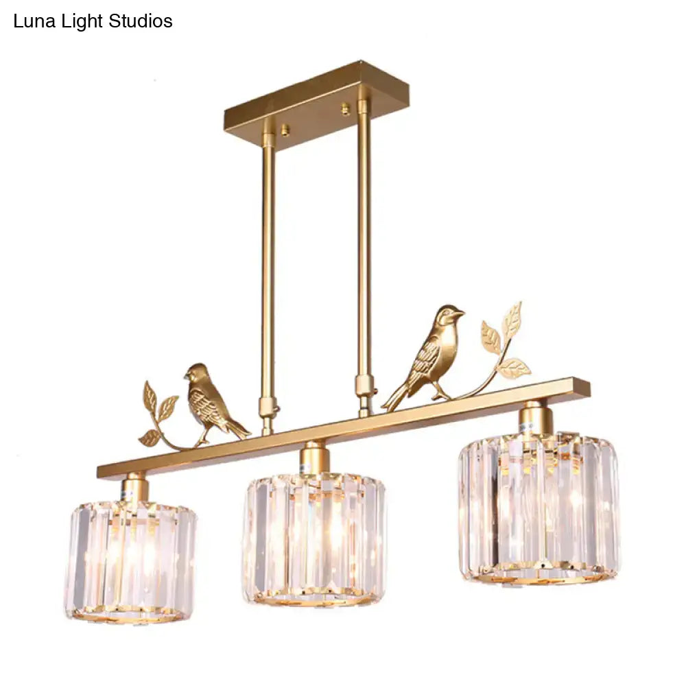 Black Crystal Leaf Adjustable Island Light