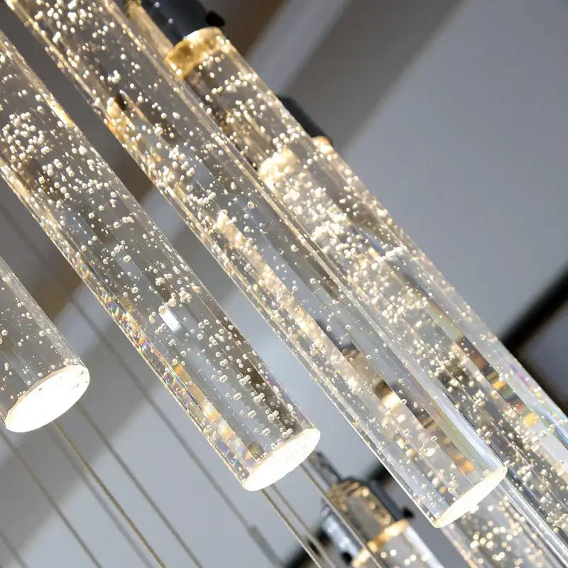 Gold Crystal 50-Head Cascading Staircase Chandelier