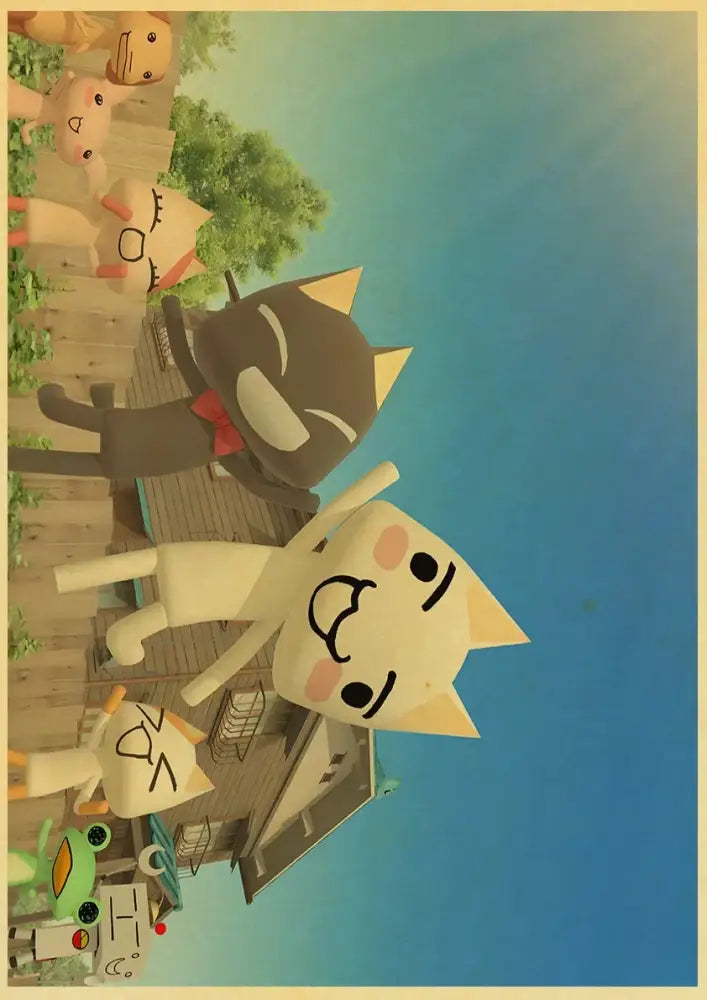White 3D Cat Art Poster