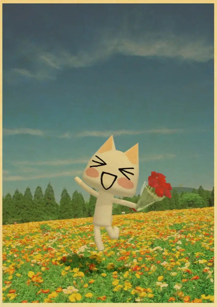 White 3D Cat Art Poster