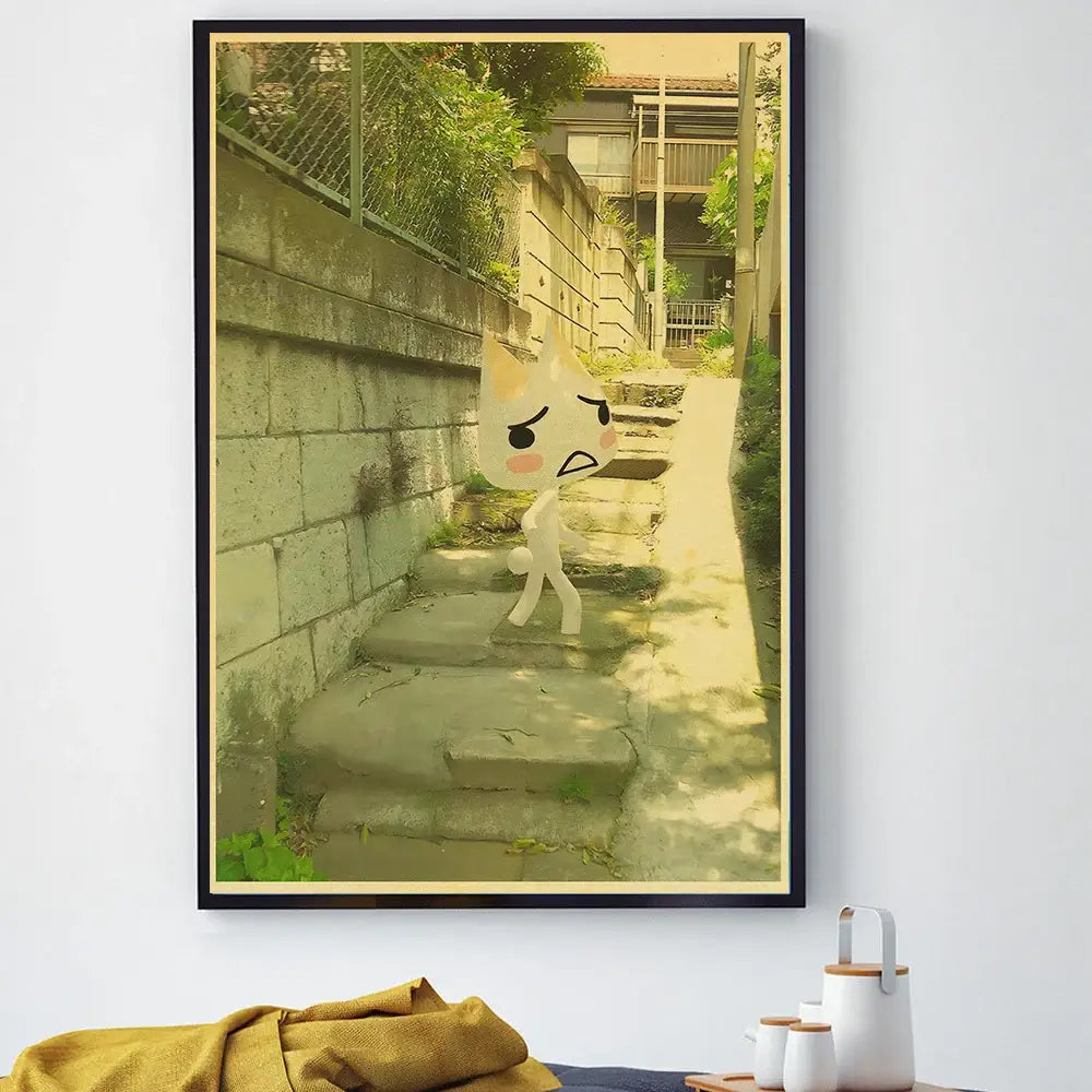 White 3D Cat Art Poster