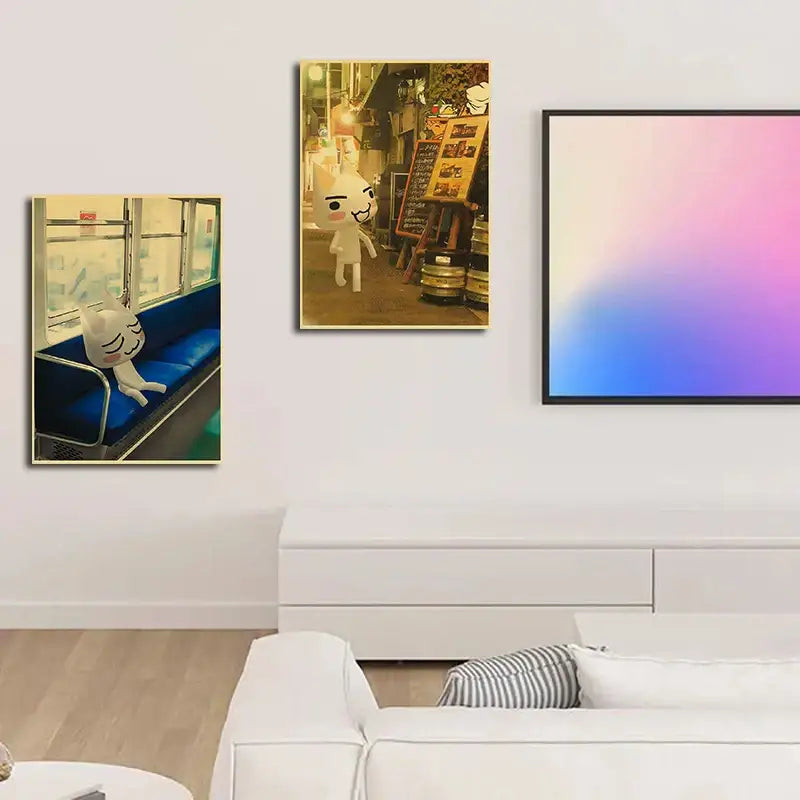 White 3D Cat Art Poster