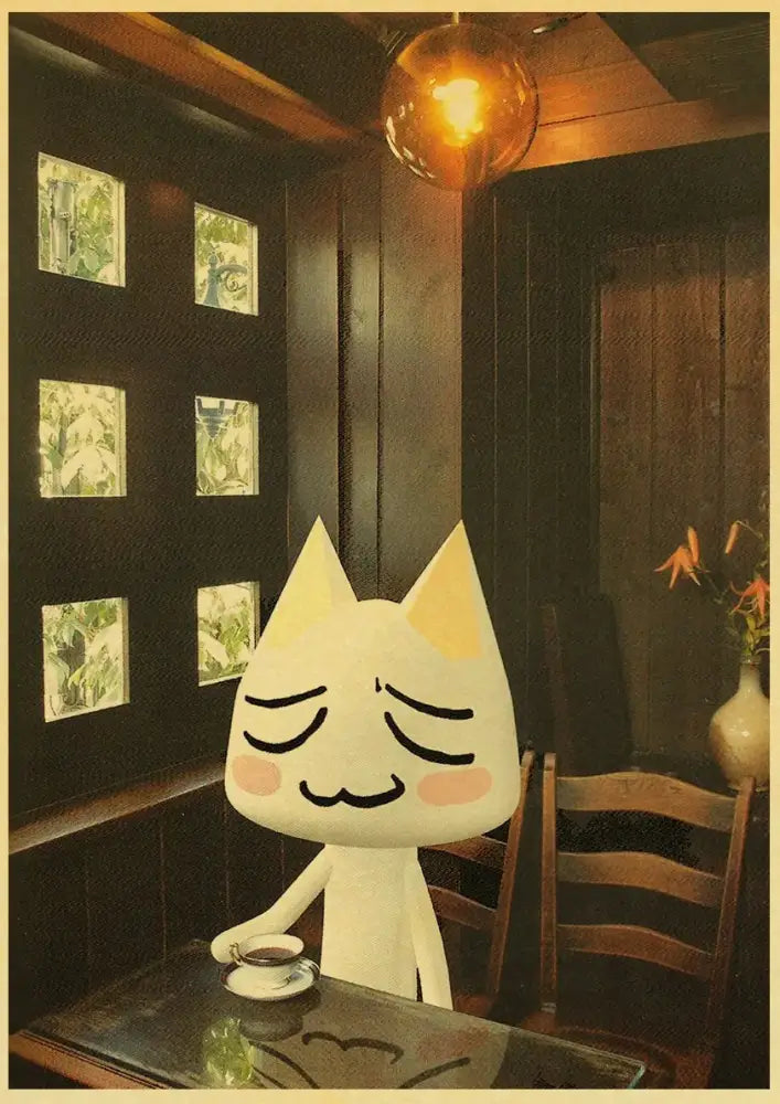 White 3D Cat Art Poster