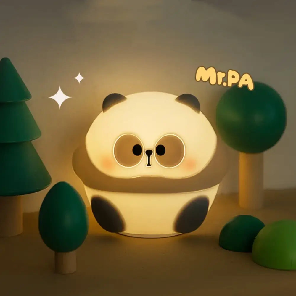 White Black Panda Night Light