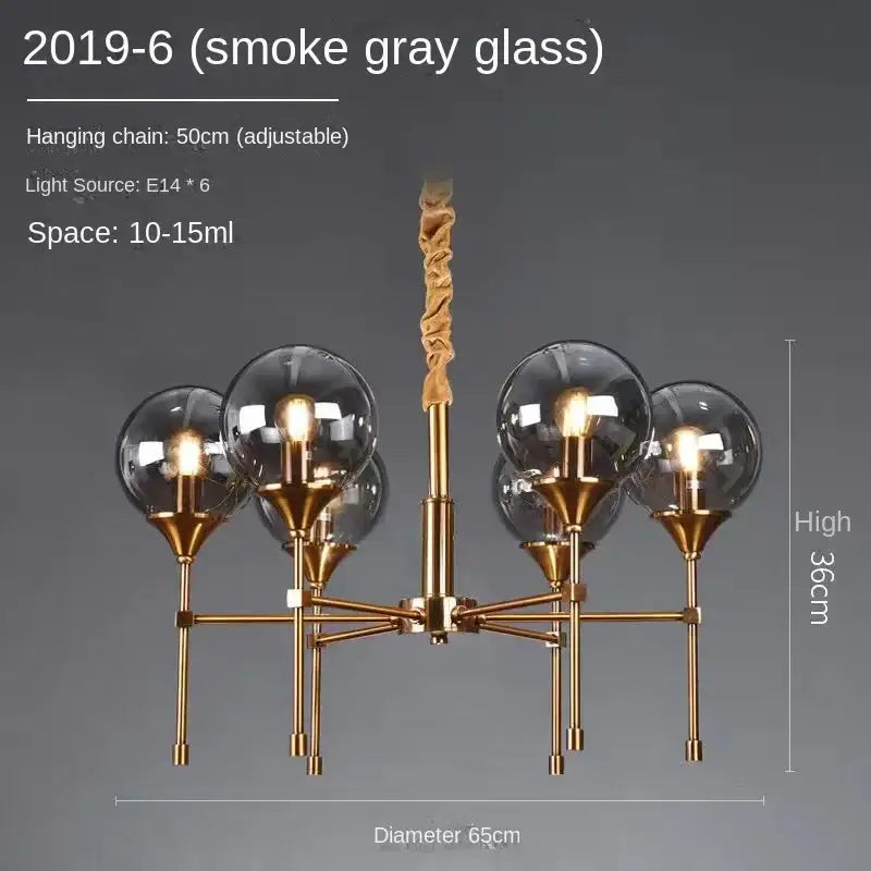 Smoked Glass Globe Chandelier