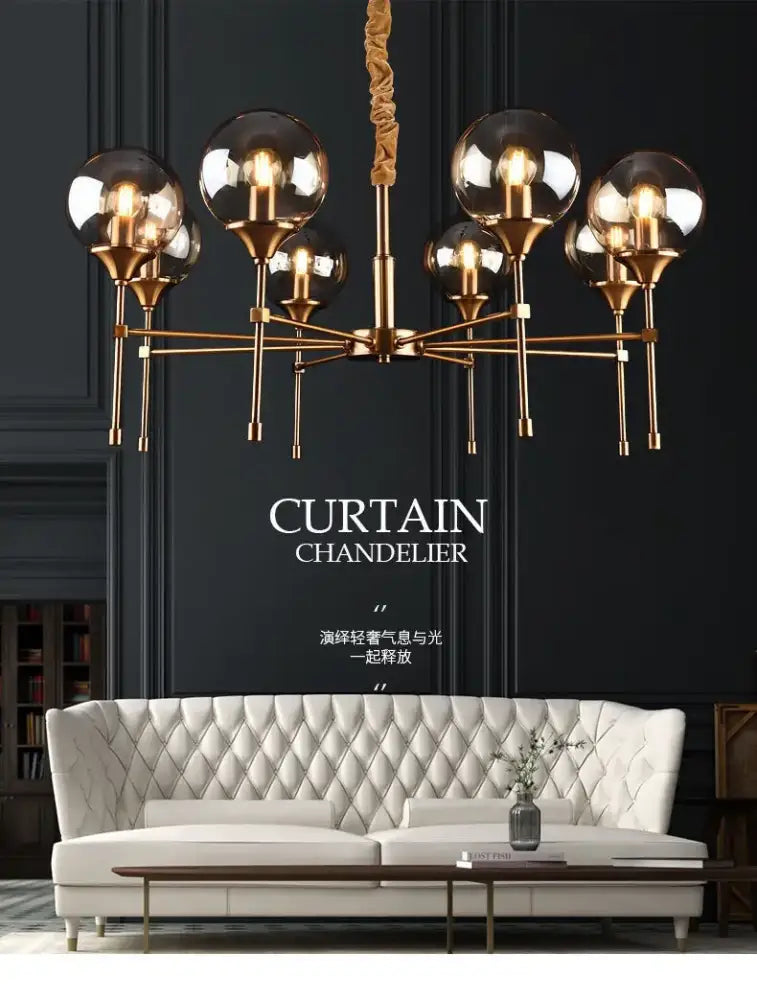 Smoked Glass Globe Chandelier