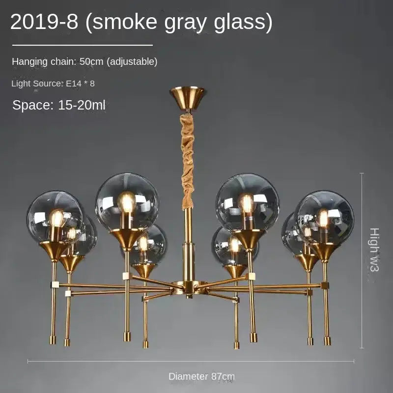 Smoked Glass Globe Chandelier