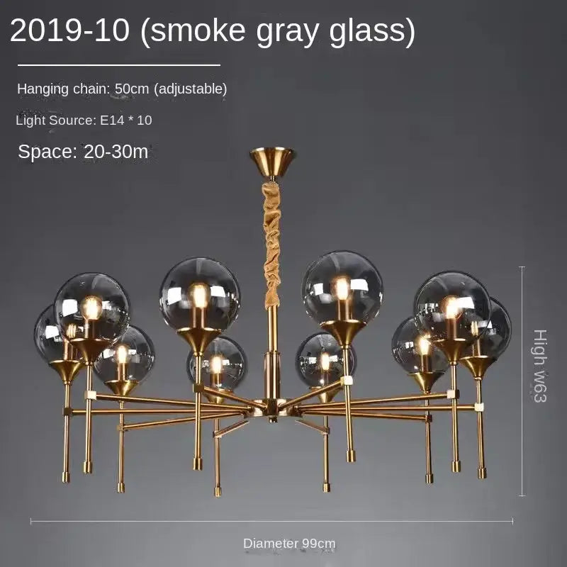 Smoked Glass Globe Chandelier