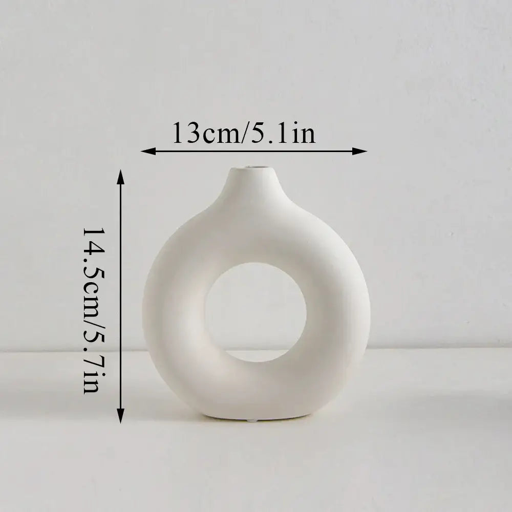 Black Ceramic Donut Vase