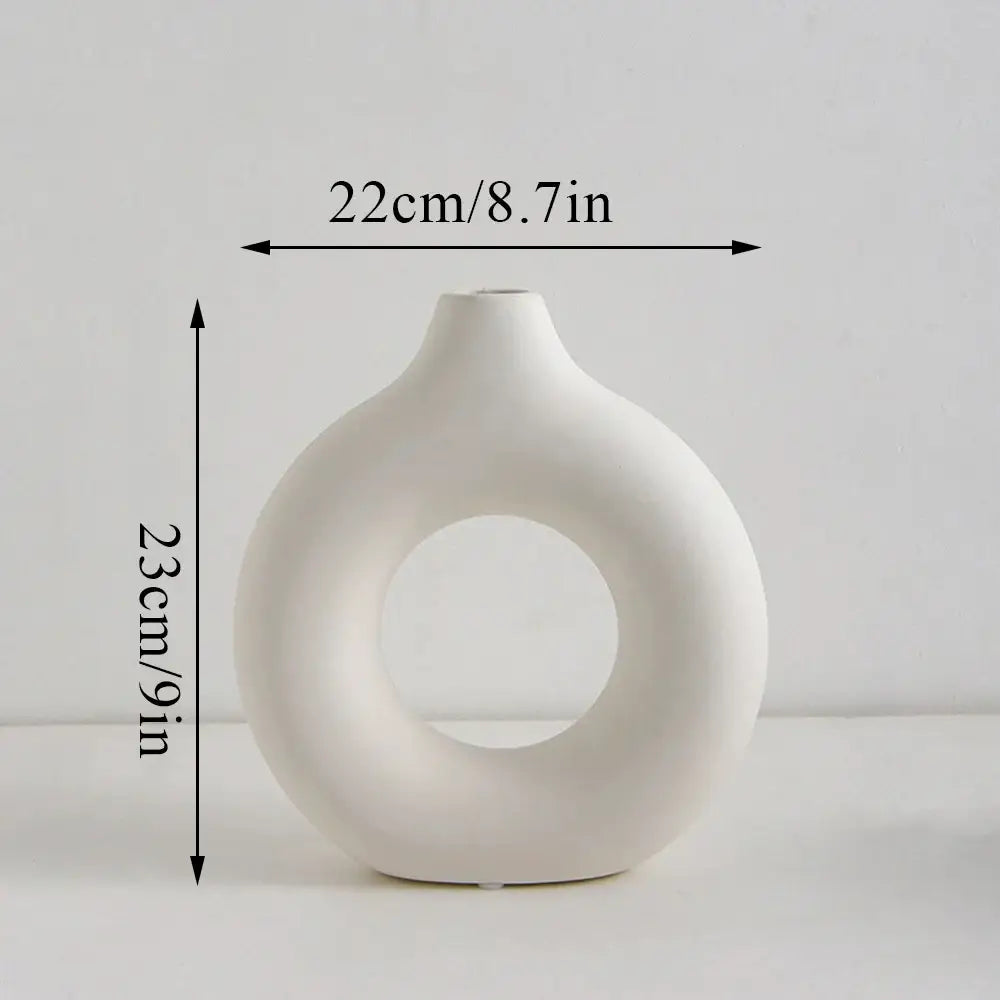 Black Ceramic Donut Vase