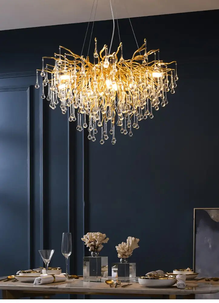 Chrome Crystal Branch Chandelier 60cm Ceiling Mount
