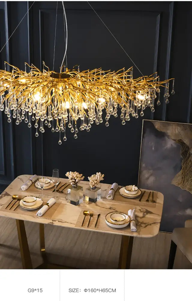 Chrome Crystal Branch Chandelier 60cm Ceiling Mount