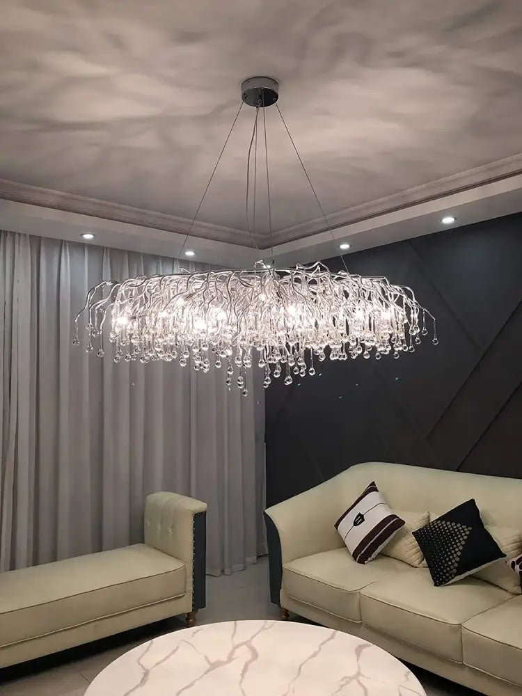 Chrome Crystal Branch Chandelier 60cm Ceiling Mount