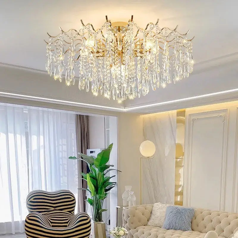 Gold Branching Crystal Chandelier 6 To 14 Heads