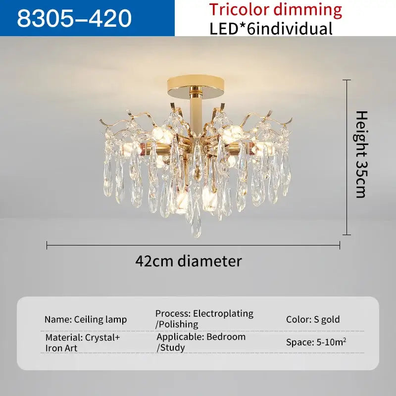 Gold Branching Crystal Chandelier 6 To 14 Heads