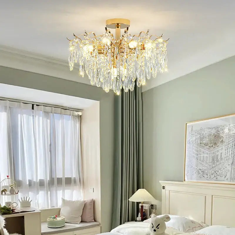 Gold Branching Crystal Chandelier 6 To 14 Heads