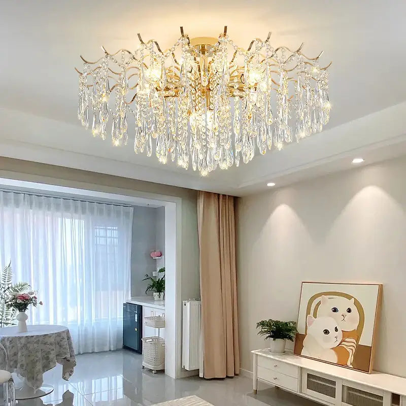 Gold Branching Crystal Chandelier 6 To 14 Heads