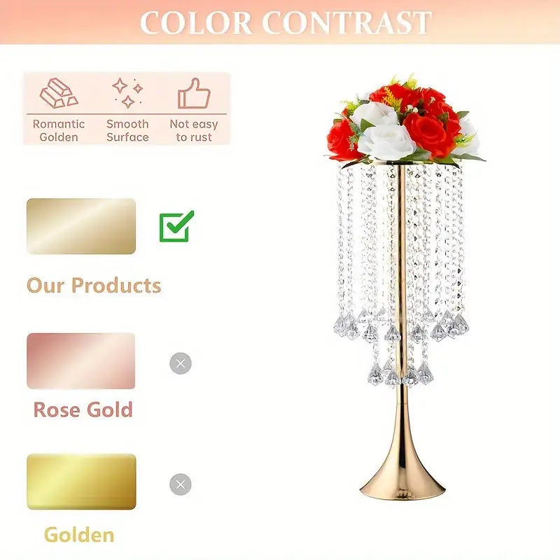 Gold Crystal Flower Stand