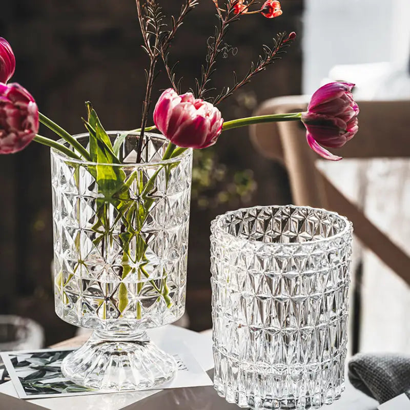 Crystal Glass Pedestal Vase