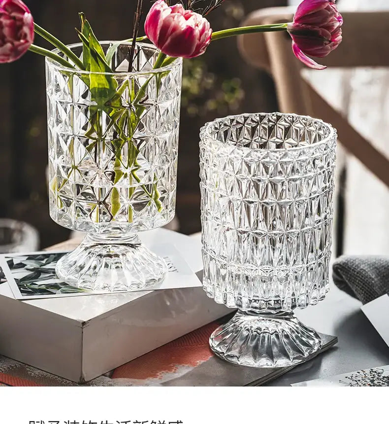 Crystal Glass Pedestal Vase
