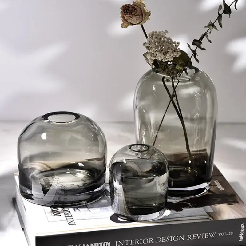 Gray Gradient Glass Vase Set