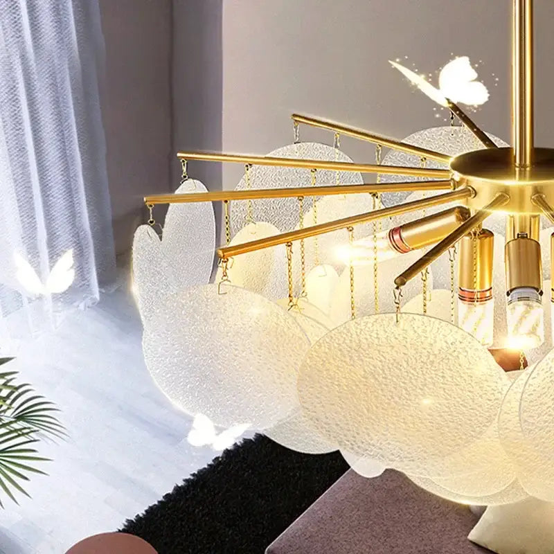 Gold Textured Glass Chandelier