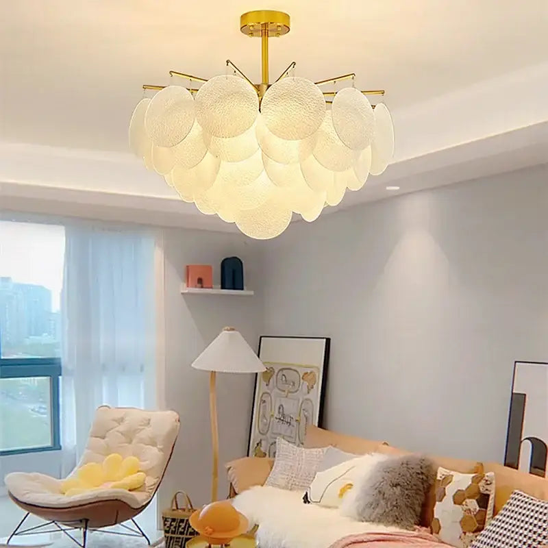Gold Textured Glass Chandelier