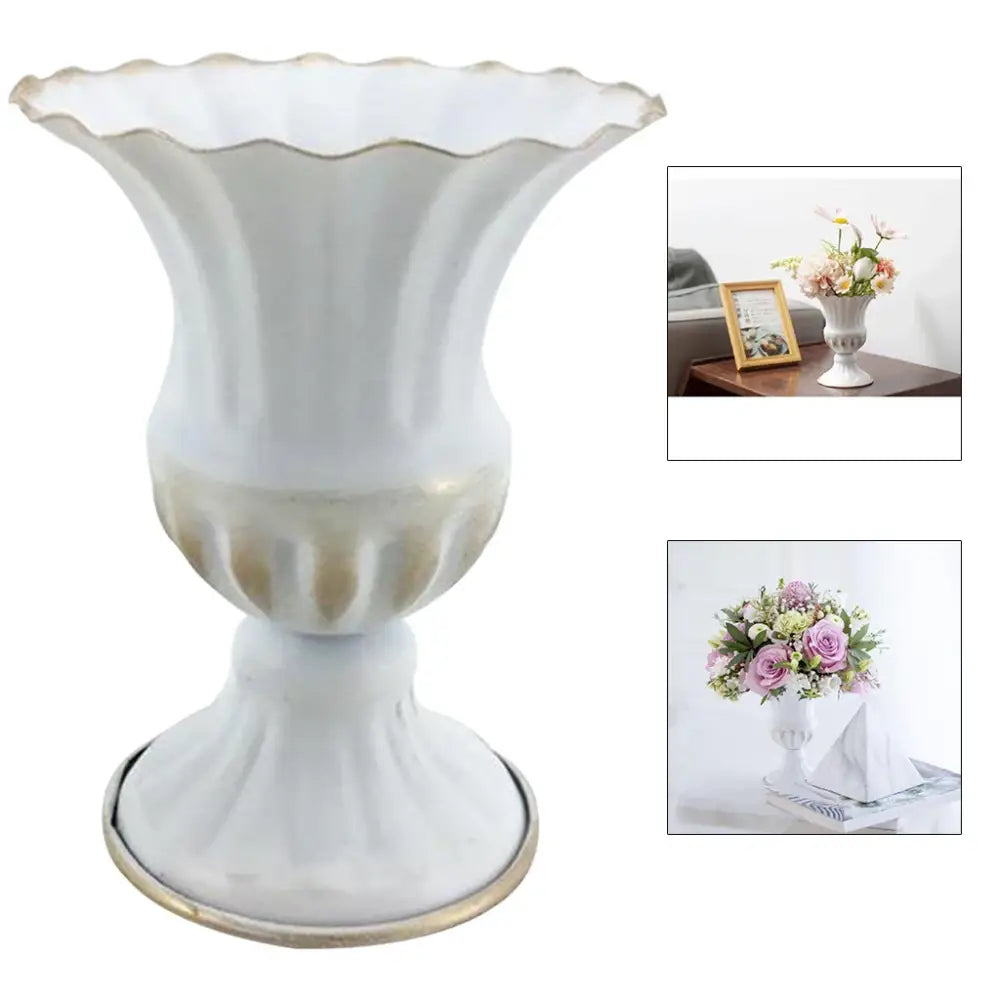 White Gold Metal Vase