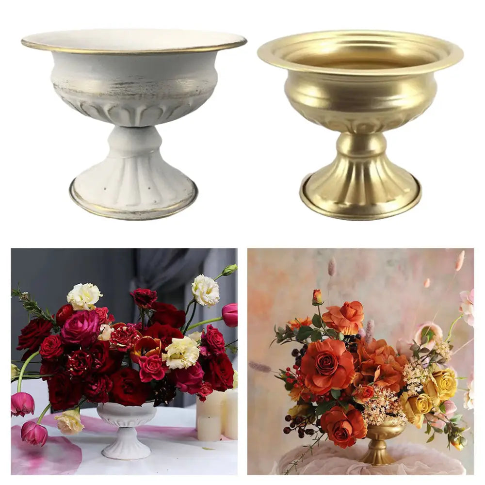 White Gold Metal Vase