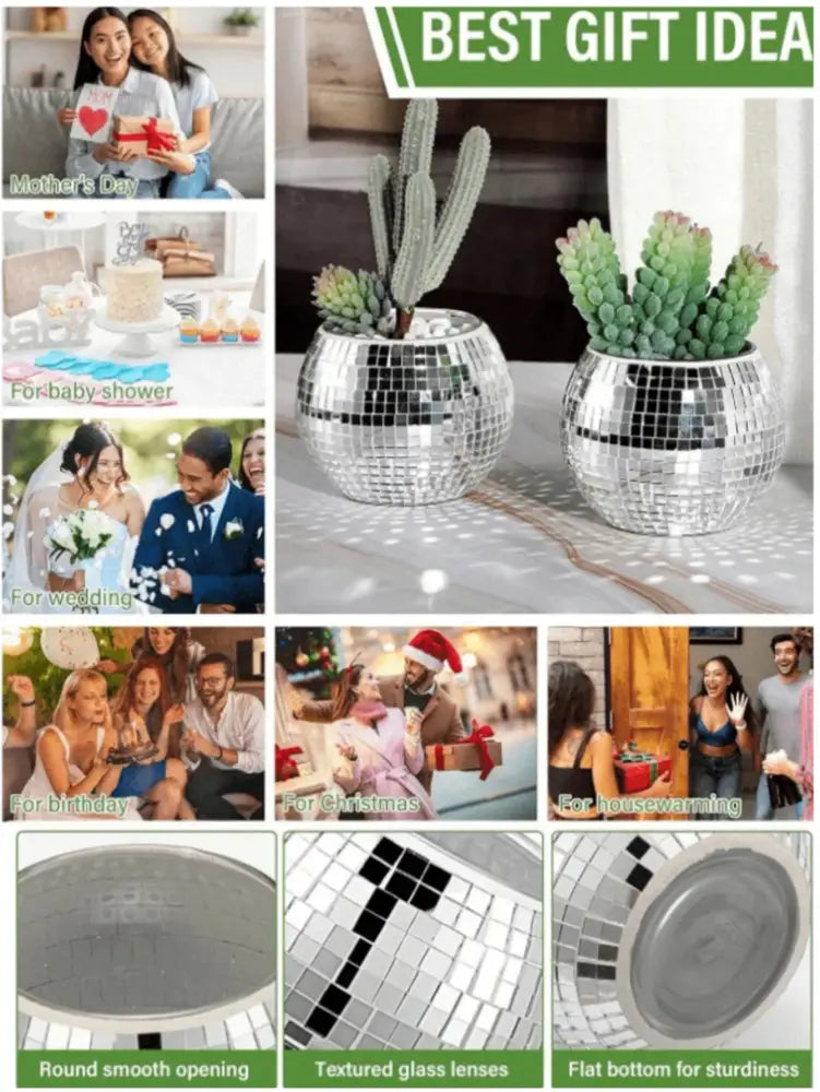 Silver Glass Round Vase