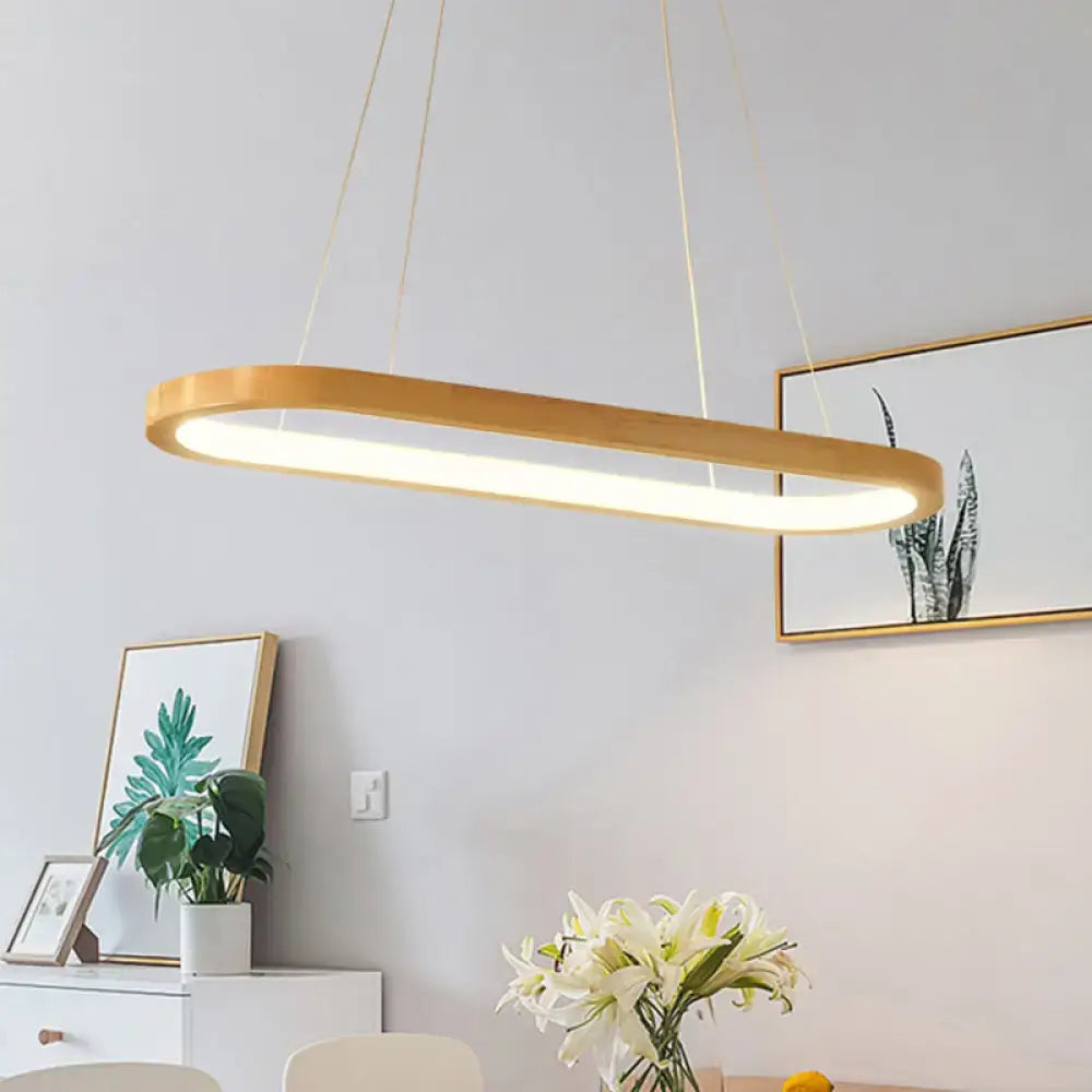 Beige Wood Pendant Light