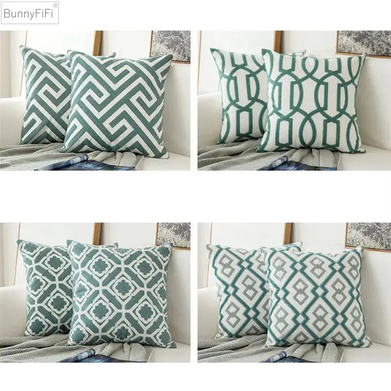 Blue Geometric Cushion Cover