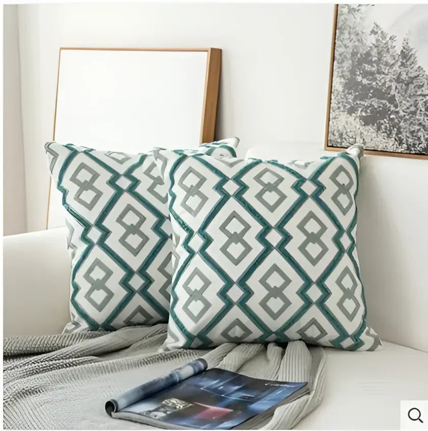 Blue Geometric Cushion Cover