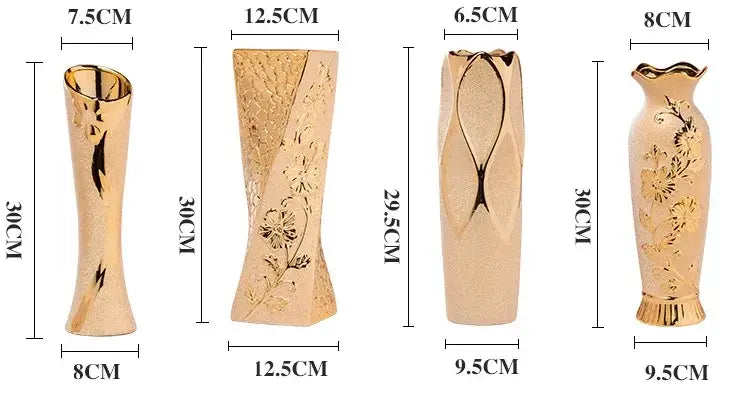 Gold Cream Ceramic Vase Set