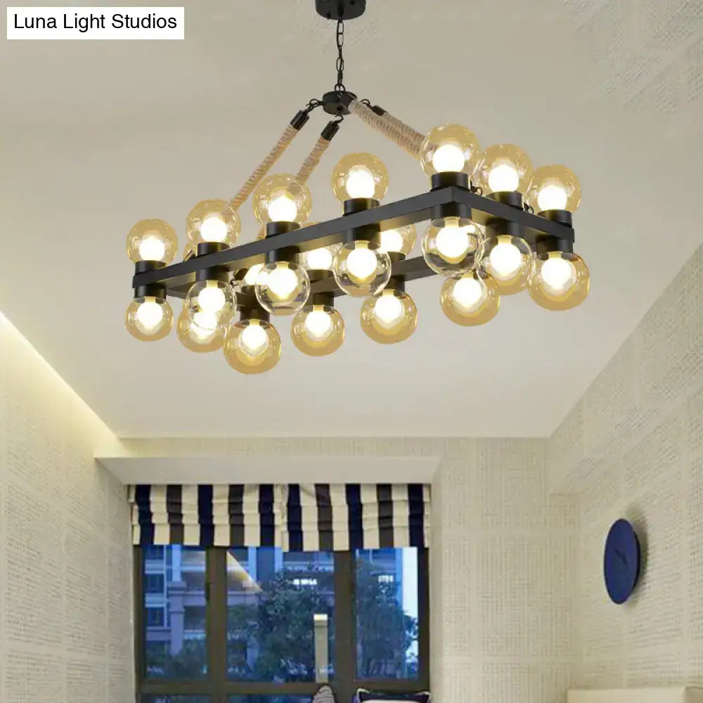 Black Cognac Glass Pendant Light 24-Light Farmhouse