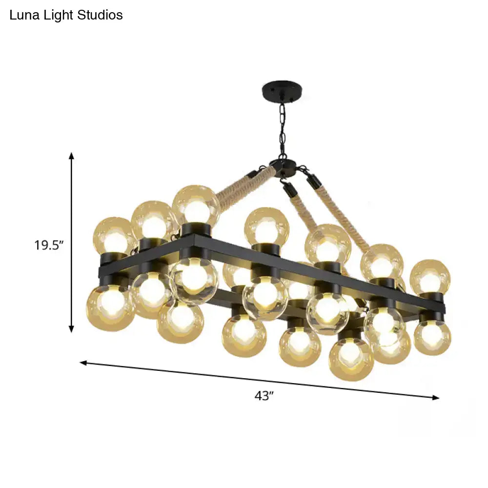 Black Cognac Glass Pendant Light 24-Light Farmhouse