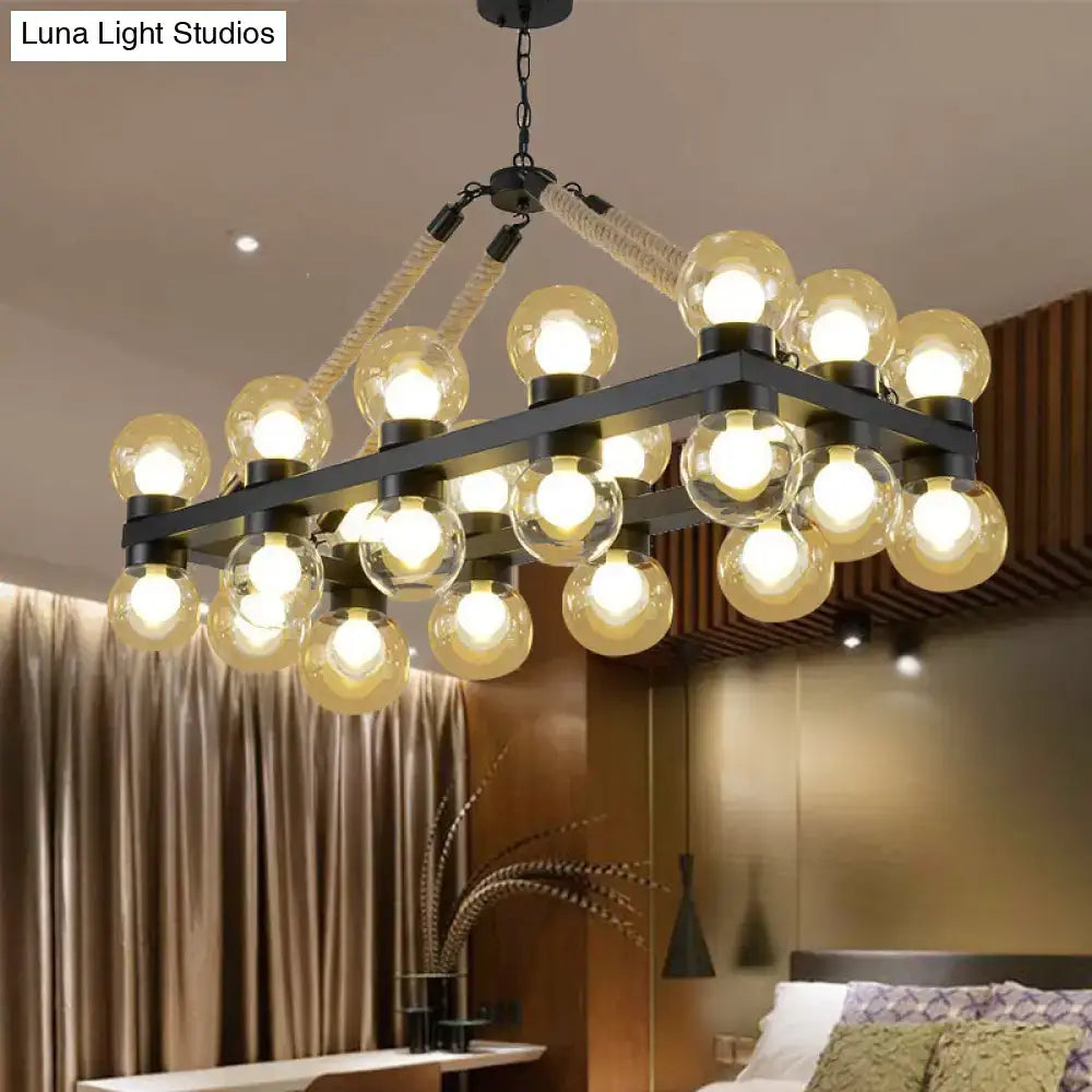 Black Cognac Glass Pendant Light 24-Light Farmhouse