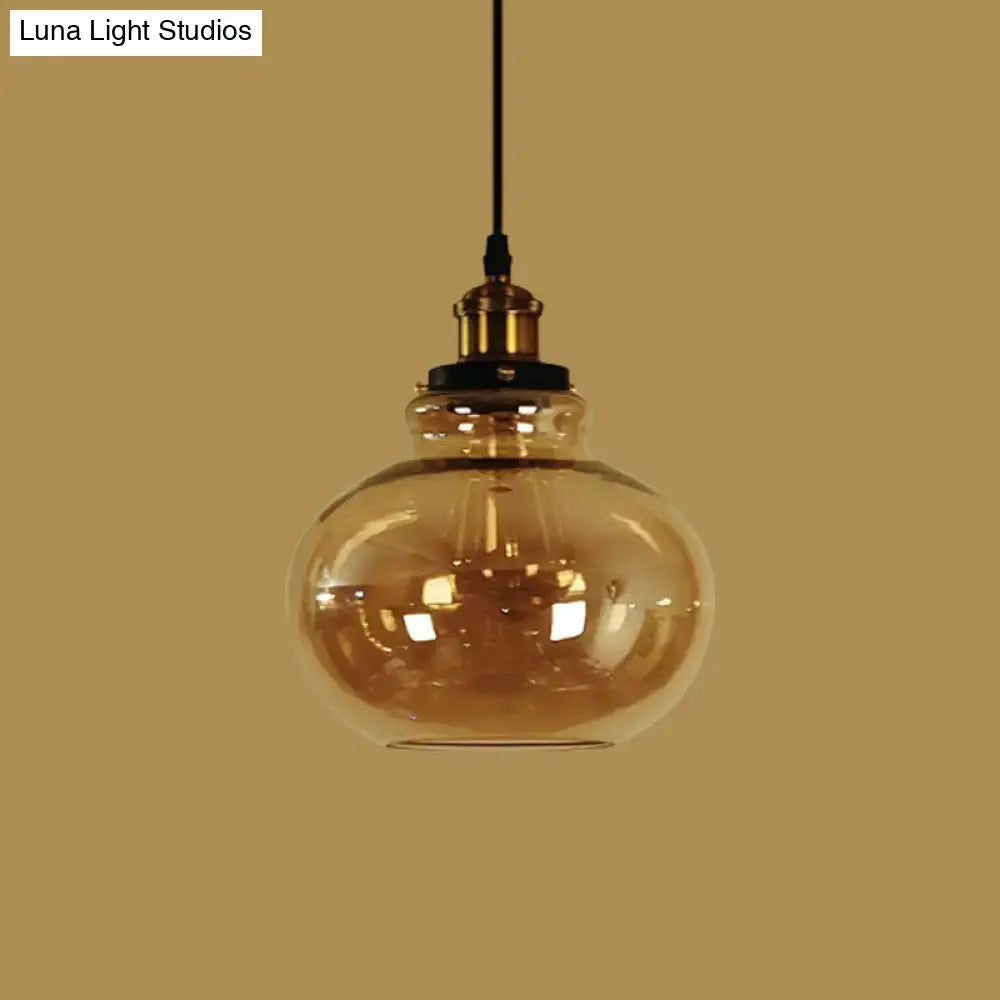 Amber Glass Brass Pendant