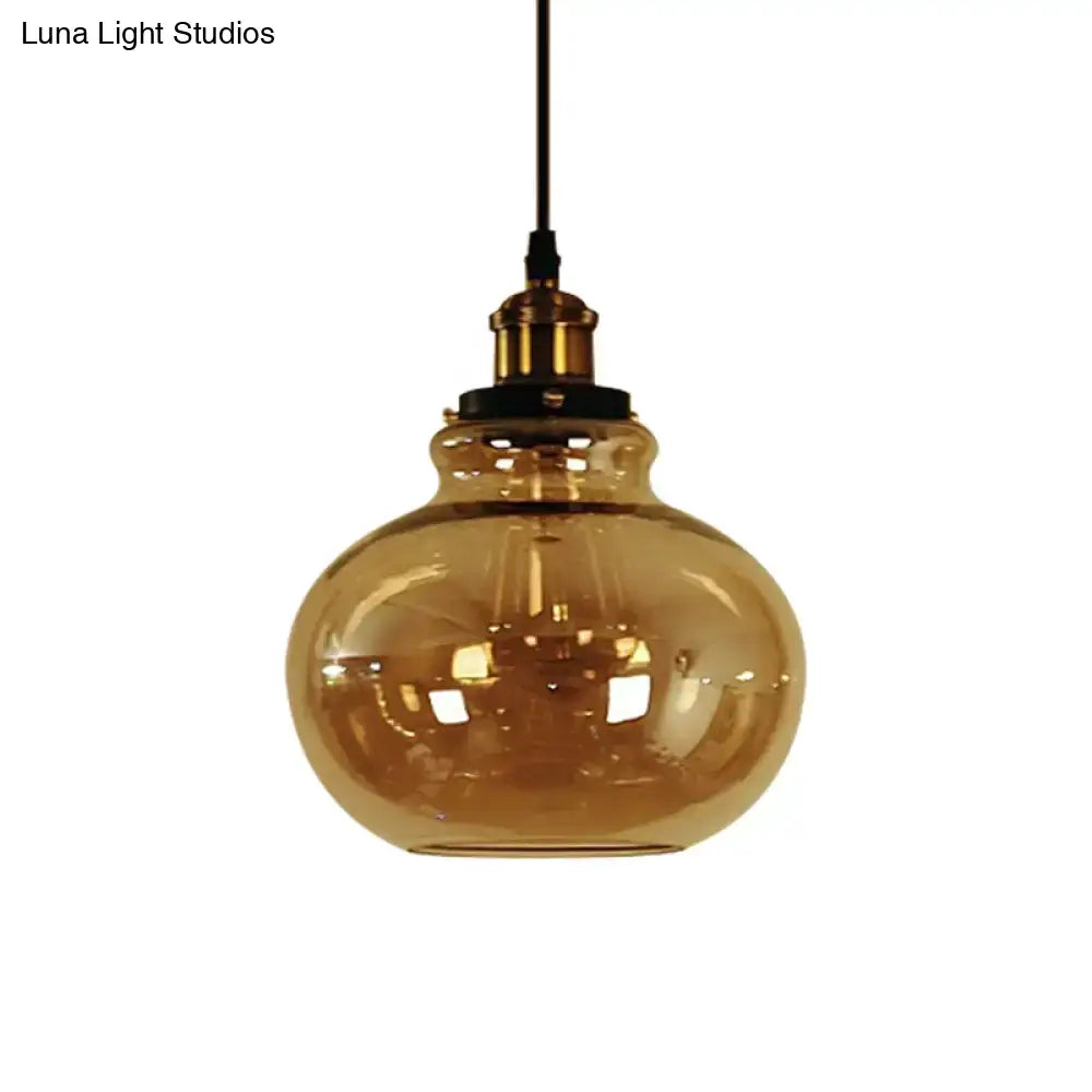 Amber Glass Brass Pendant