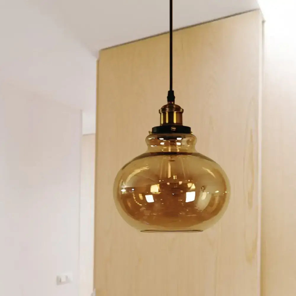 Amber Glass Brass Pendant