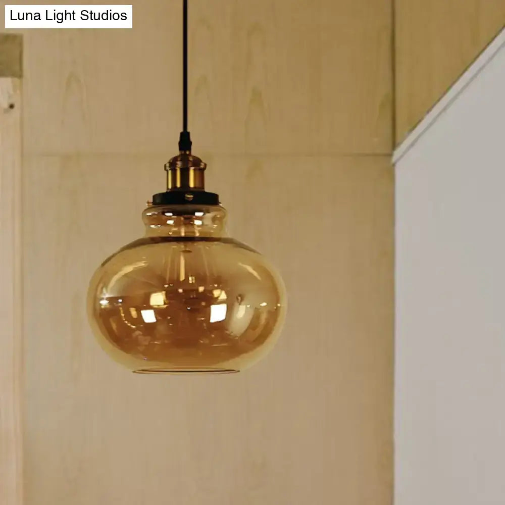 Amber Glass Brass Pendant